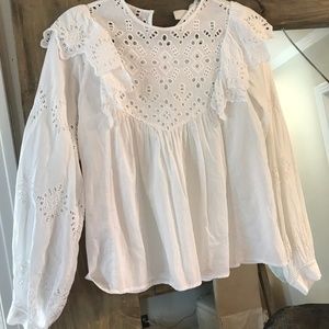 H&M White Eyelet Lace Top
